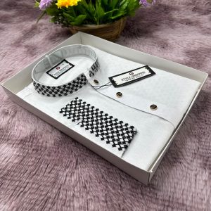 White Zic-Zac Embroidery Punjabi (P-3356)